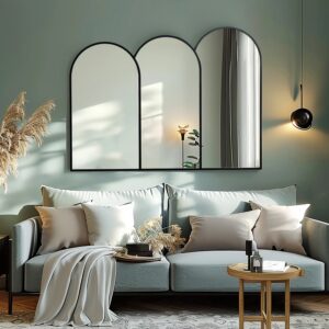 Triple arch framed wall mirror