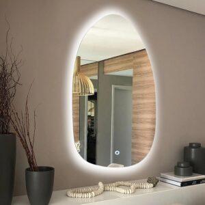 Asymmetrical accent wall mirror with lights