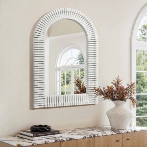 White Arch Rectangle 36-Inch Tall Wall Mirror, Accent and Vanity