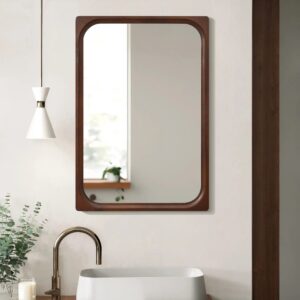 Rubberwood Frame Rectangle 35-Inch Tall Wall Mirror, Accent and Vanity