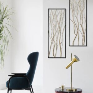 Gold Metal Branch Wall Decor, Set of 2