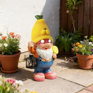 Solar Garden Statue Gnome with Lights, 18'' H