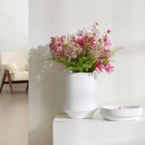 White Terracotta Vase, 12"