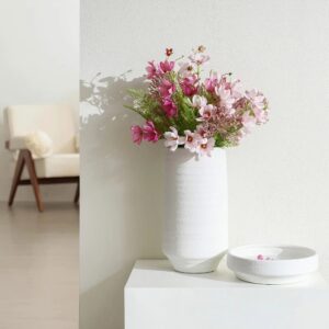 White Tall Terracotta Vase, 16.1"