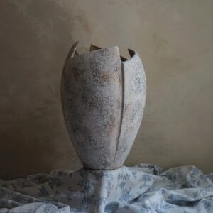 Milos crack-open Stoneware Vase, 12.2" h