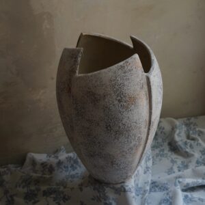 Milos crack-open Stoneware Vase, 10" h