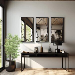 Geometric wall mirrors set, set of 3 mirrors