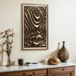 Gold metal abstract wood framed wall decor 20"W x 32" H