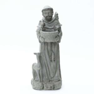 Saint Francis Outdoor Garden Statue with Birdfeeder Bowl, 27.5"