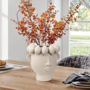White Ceramic Vase bust head Vase, 9.6" h