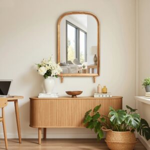 Horizon Arch Wooden Wall Mirror with Legs, 35.5"H